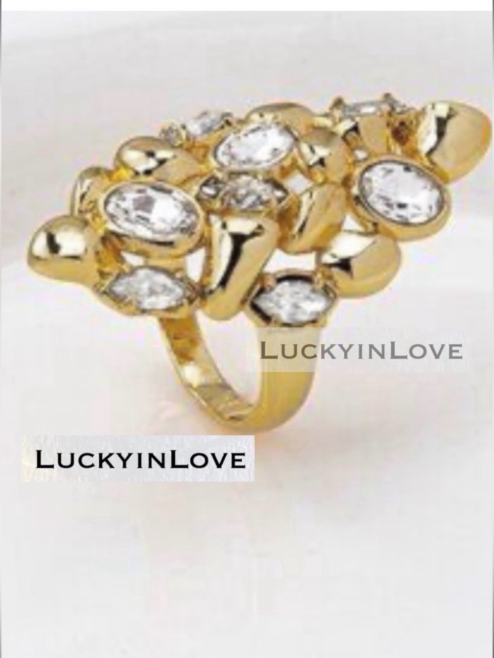 ALEXIS BITTAR • Eclat Crystal Earring Gold Brut Textured Ring
